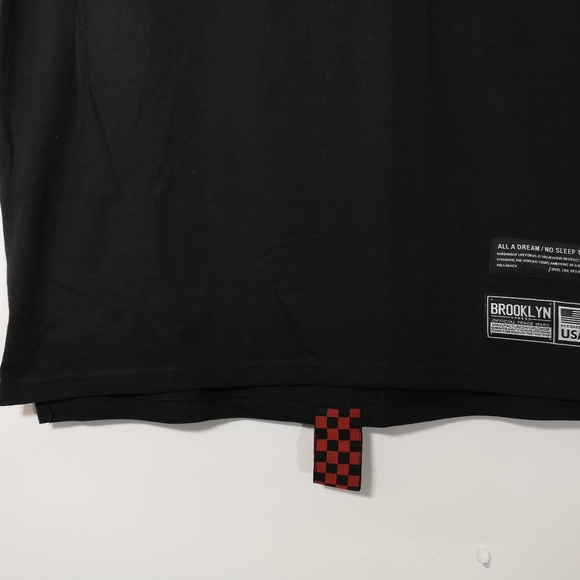 Brooklyn Xpress Premium Men's T-Shirt Checkered Trim Black Red Size L New - Picture 7 of 11